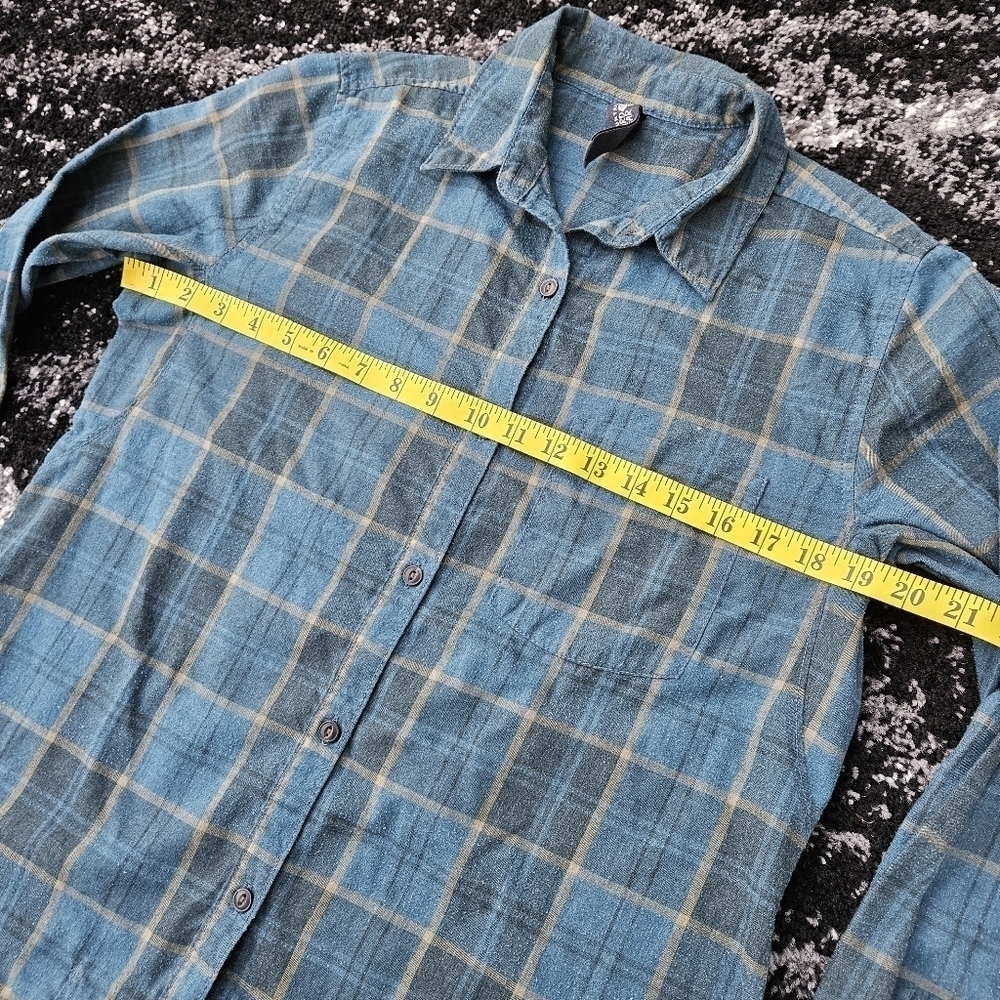 Mountain Hardwear Long Sleeve Flannel Plaid Turquoise Button Up Shirt Women's S - Picture 7 of 14